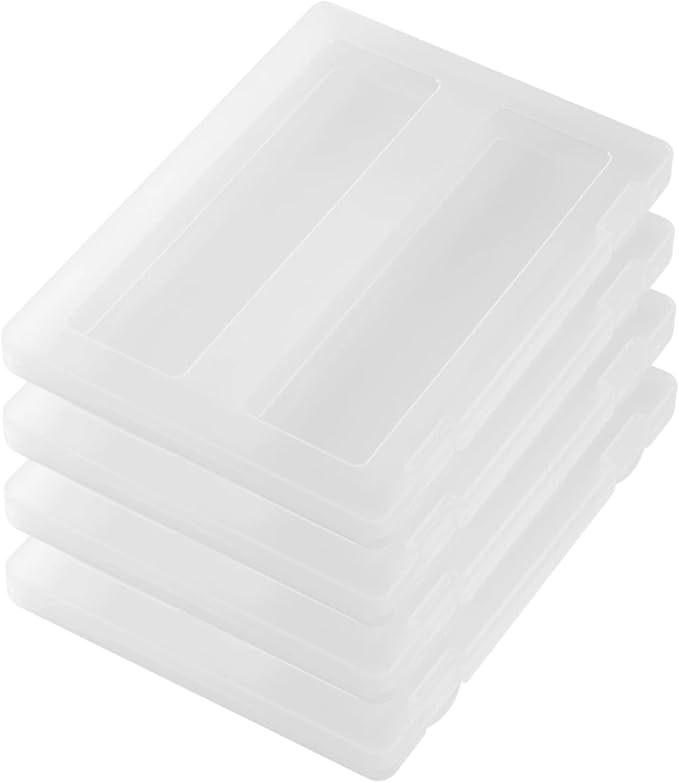 Clear File Box, 4Pcs Clear Plastic File Box A4 Document Portable Project Case Paper Storage Container for Magazine, Scrapbook, Office School Supplies