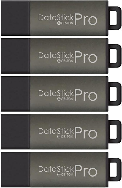 Centon DataStick Pro USB 3.0 Flash Drive 8GB x 5, Charcoal Metallic (S1B-U3P31-8G-5)