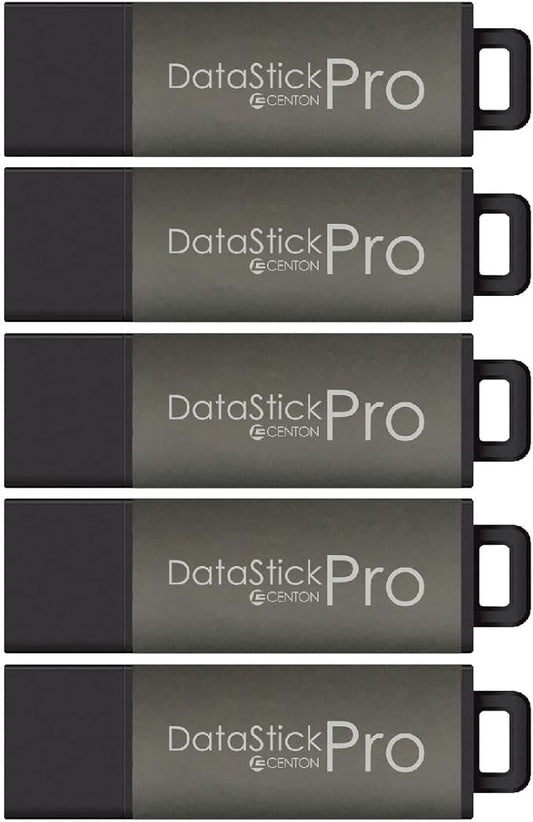 Centon DataStick Pro USB 3.0 Flash Drive 128GB x 5, Charcoal Metallic (S1B-U3P31-128G-5)