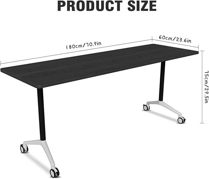 Conference Room Table with Flip-Top Design for Dynamic Meetings, Business Table Computer Desk with Heavy-Duty Frame,Foldable Seminar Meeting Tables for Home Office (4, F, 70.8IN)