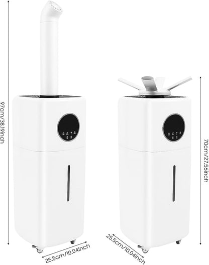 5.5Gal/21L Large Humidifiers, Quiet Whole House Humidifier for 3000 sq.ft, Cool Mist Top Fill Humidifier with 3 Mist Levels, Extension Tube, 2000ML/H Dual 360° Nozzles, Wheels & Remote Control