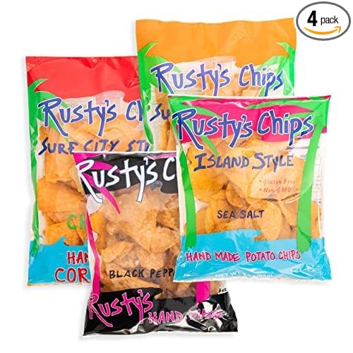 Rusty’s Chips - Crunchy & Healthy Chips for a Quick Bite - Gluten Free Chips, No Preservatives, Non-GMO, Vegan-Friendly Snack Pack (Pack of 4)