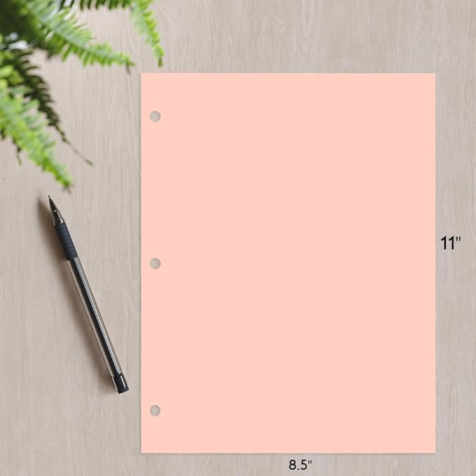 Copy And Printing Color Paper, 20 Lb. 3 Hole Punch 500 Sheets Per Ream. (Peach)