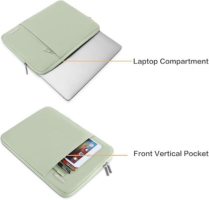 MOSISO Laptop Case 16 inch, 15-15.6 inch Laptop Sleeve Compatible with MacBook Pro 16 M4 M3 M2 M1, HP Acer Dell Lenovo ASUS Notebook, Polyester Vertical Computer Sleeve Bag with Pocket, Sage Green