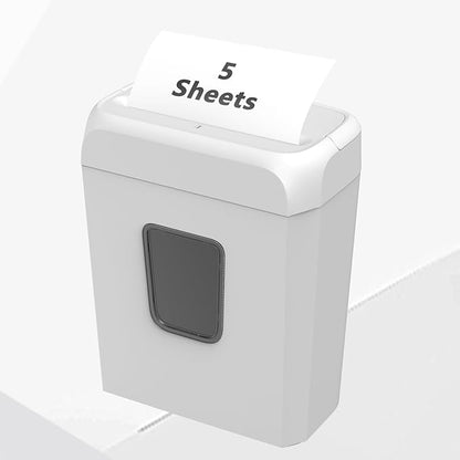 Bonsaii 5-Sheet Cross Cut Paper & Credit Card Shredder, Handles Staples/Paper Clips, 3.4Gal Pullout Bin, Compact for Home Office, White