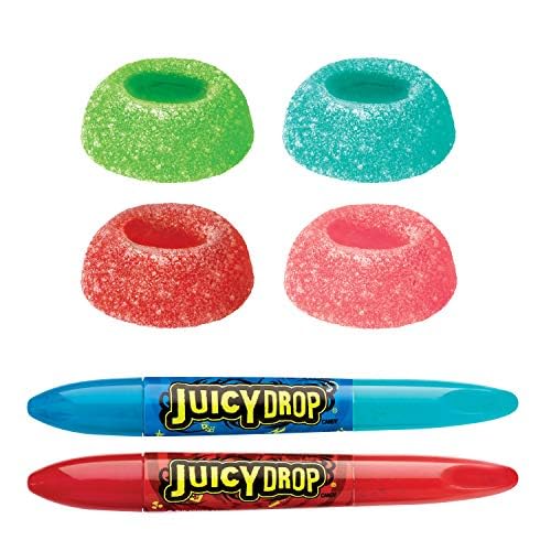 Juicy Drop Sour Halloween Candy Gummies, 16Ct Sweet Chewy Candy w/ Sour Gel in Assorted Fruity Flavors, Full Size, Sour Candy Variety Pack For Party Favors, Trick or Treat, Halloween Bowls, Kids Gifts