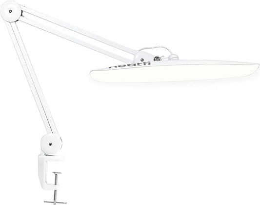 Neatfi XL LED Desk Lamp with Clamp, 2200 Lumens, 20W, 20-Inch Wide Head, Dimmable 4 Brightness Levels, 3 Color Modes 3000K–6000K, Task Light for Home Office, Crafts, Workbench (CCT, White)