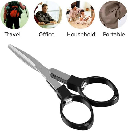 2PCS 4" Mini Foldable Scissors,Portable Small Scissors, Safety Folding Pocket Scissor, Suitable for Travel, Home, Office, Craft, Sewing, Outdoors Accessories Black
