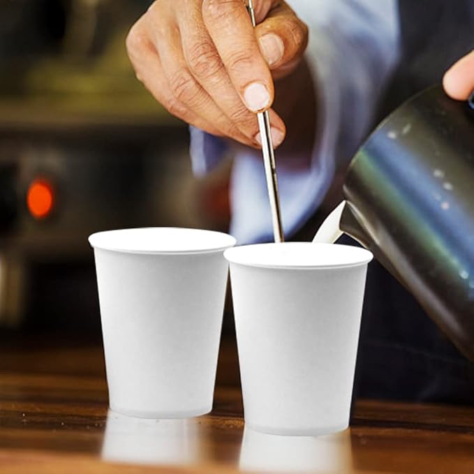 White Disposable Paper Cups, 60pcs Paper Cups For DIY Wedding Party Picnic BBQ Travel and Event 8OZ (White)