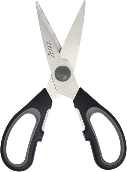 LIVINGO 7.5" Kitchen Scissors All Purpose for Sharp Cutting Small Bones & Vegetables, with Nutcracker Grip Comfortable, Heavy-duty Food Shears for Home Cooking