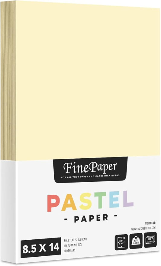 Ivory Pastel Colored Menu Paper - 8.5" x 14" (Legal Size) - For Documents, Announcements, Menus Arts and Crafts | Bulk Pack of 100 Sheets