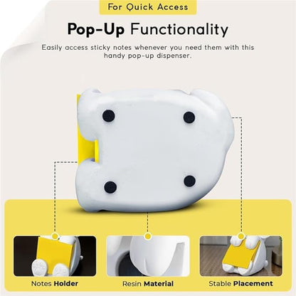 Resin Made Cute Sticky Note Holder for Desk | Happy Dog Face Pop Up Post it Note Dispenser | Pop Up Sticky Notes Dispenser for Office Holds 3" x 3" Notes for School, Office Desk Supplies