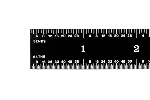 PEC Tools 24" Flexible Machinist Rule, Stainless Steel Ruler with Black Chrome Finish, High-Contrast Easy to Read, 4R Graduaction (1/8", 1/16", 1/32", 1/64"), Made in USA