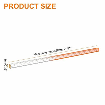 HARFINGTON Acrylic Clear Straight Rulers 30cm Metric Transparent Gradient Three-Dimensional Plastic Ruler Square Cube Measuring Tool for Classroom Office, Orange