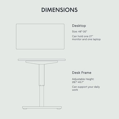 FLEXISPOT EN1 Whole Piece Standing Desk 48 x 30 Inches Height Adjustable Electric Sit Stand Home Office Desks (Black Frame + Black top,2 Packages)