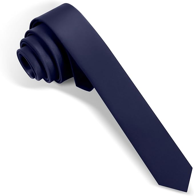 Skinny Ties Black Ties For Men and Women Solid Pure Color 1.58" (4CM) Plain Formal Slim Neckties