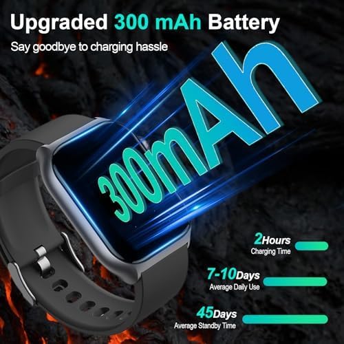 Digital Watch with 2" HD Color Screen, 45 Days Long Battery, IP68 Waterproof, Answer/Make Call/Quick Reply/AI Voice Assistant, 100+ Sport Modes, Health Fitness Tracker for Android and iOS (Black)