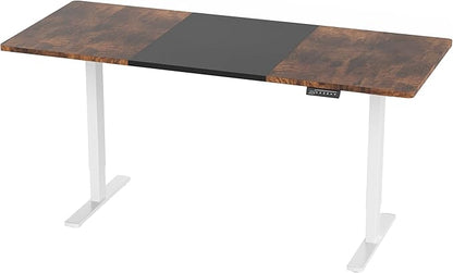 VIVO Electric 71 x 30 in Rustic Standing Desk, Memory Height Adjustment, 1B Series, Black and Vintage Brown Top, White Frame, DESK-KIT-1W7BN