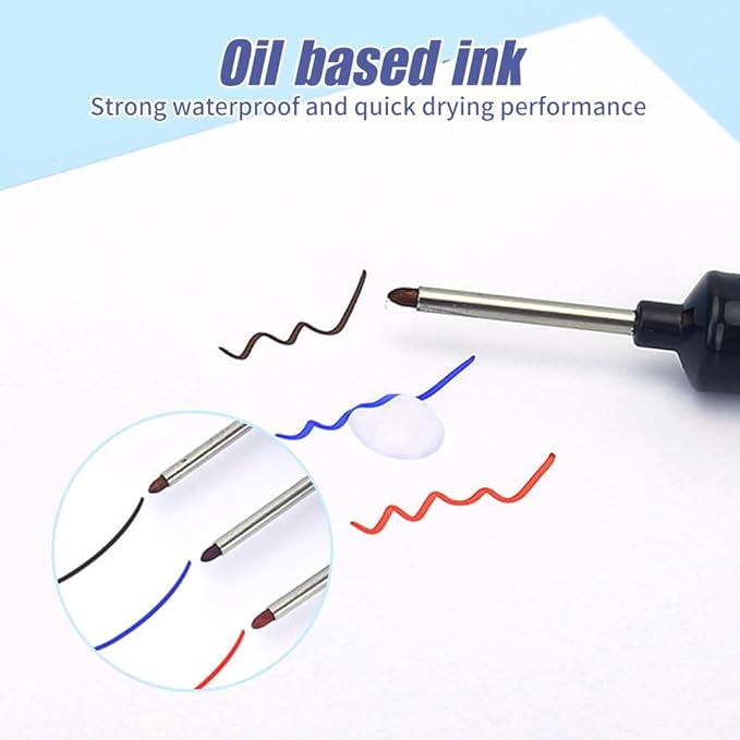 5PCS Long Head Deep Hole Marker Pens, 20mm Deep Reach Markers, Waterproof Construction Markers Marking Tool, Long Nose Marker, Permanent Markers Carpenter Ink Marker Pens, Metal Marking Pen (Mix6PCS)