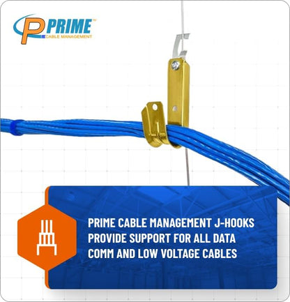 Prime Heavy Duty Metal Cable Support Batwing J-Hook Hangers with Bat Wing Clip for Ceiling Wire & Threaded Rod for Cable Management