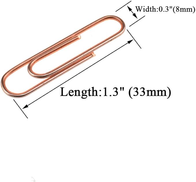 HAHIYO Paper Clips 1.3" (33mm) Length Rose Gold Paperclips Vinyl Coated Prevent Scratching Tearing The Pages Sturdy for Bookmark Organize Home Office School 120 Pack