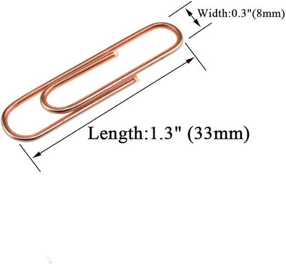 HAHIYO Paper Clips 1.3" (33mm) Length Rose Gold Paperclips Vinyl Coated Prevent Scratching Tearing The Pages Sturdy for Bookmark Organize Home Office School 120 Pack