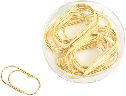 Gold Jumbo Big Paper Clips, 20pcs Oversized Gold Paperclips 50mm/2 inch Non Skid Smooth Finish Steel Wire Office Supply Accessories