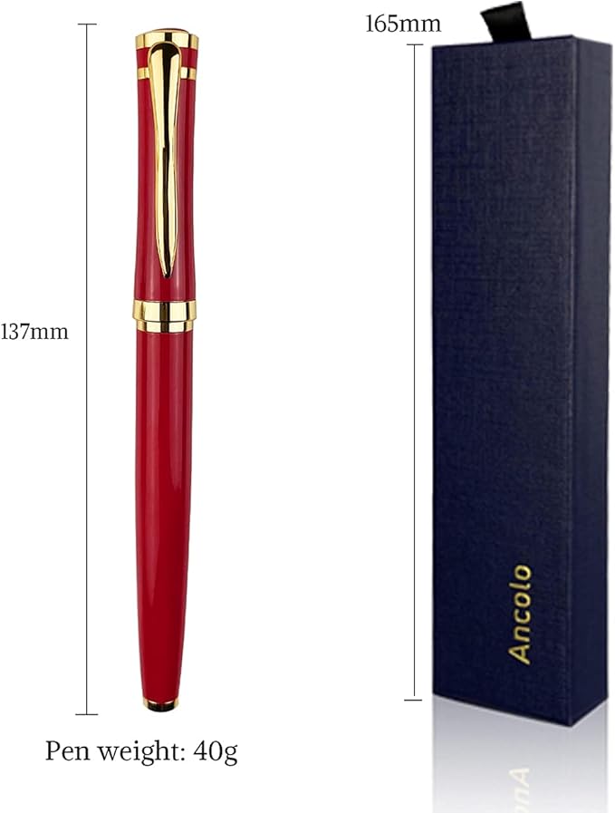 Ancolo Engraved Pens Fancy Roller Pens with 5 Gfit Box 10 extra Black Refills Metal Body Engraved with Your Message Personal Names Phone Number, Gift for Men Women