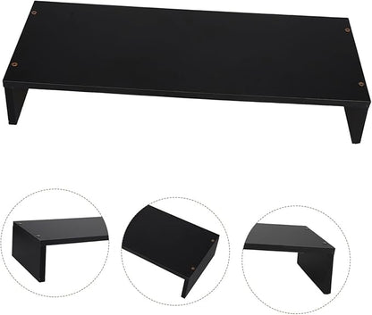 Minimalist Wood Monitor Stand Desk Riser with Anti-slip Surface Ergonomic Computer and Notebook Riser Shelf for Desktop Laptop Printer Sturdy Organizer for Office Workspace Black