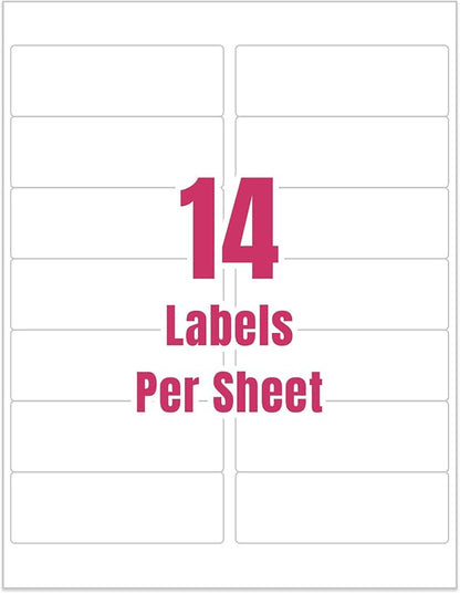 14UP 4" x 1-1/3" Shipping Labels Compatible with Laser & Inkjet Printers, Address Mailing Labels Self Adhesive Stickers (100 Sheets)