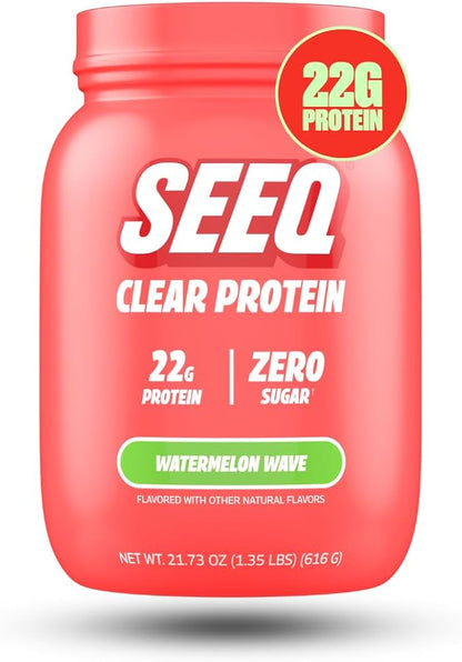 SEEQ Clear Whey Isolate Protein Powder, Watermelon Wave, 22 Servings, 22g Protein Per Serving, Sugar-Free, Keto-Friendly, Soy-Free Clear Protein Powder, Juice-Like Protein