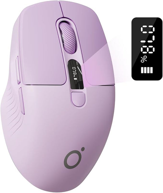 EWEADN Q1 Wireless Mouse, Bluetooth & 2.4G Silent Mouse Quiet Click with 3 DPI Levels, Battery & DPI Smart Display, 6 Button Small Portable Cordless Mice for Laptop/PC/Mac-Purple