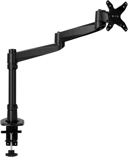 Mount-It! Premium Modular Monitor Desk Mount Arm Stand | Single Tilt Swivel Arm Fits 19 21.5 24 27 32 Inch Computer Screens with 75 100 VESA Patterns | C-Clamp and Grommet Bases | Black