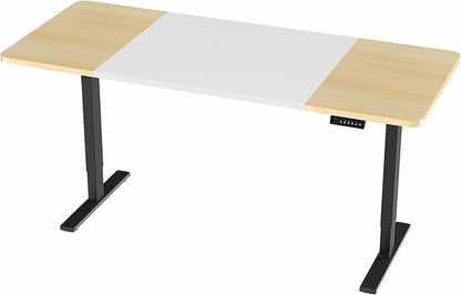 VIVO Electric 71 x 30 in Standing Desk, Memory Height Adjustment, 1B Series, White and Light Wood Top, Black Frame, DESK-KIT-1B7WC
