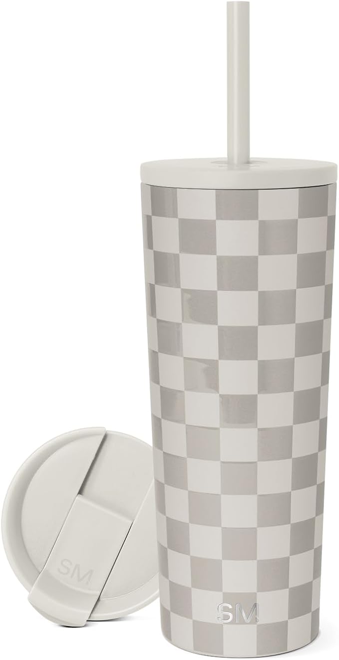 Simple Modern Insulated Tumbler with Lid and Straw | Iced Coffee Cup Reusable Stainless Steel Water Bottle Travel Mug | Gifts for Women Men Her Him | Classic Collection | 24oz | Checkmate