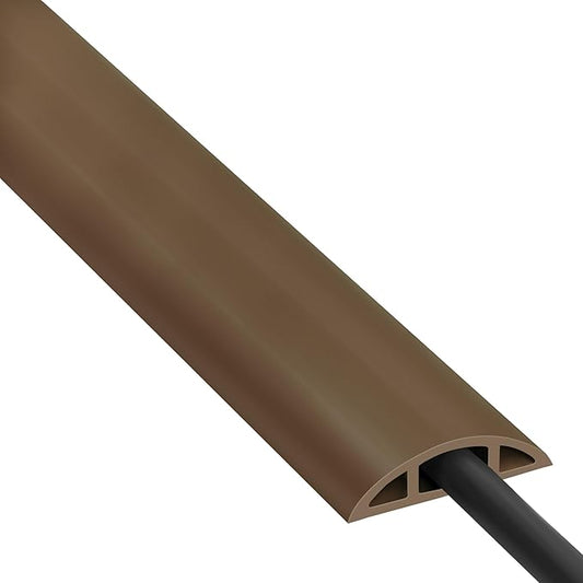 ZhiYo 4ft Cord Hider Floor for 1 Small Wire, Soft PVC Cord Covers for Wires on Floor, Wire Cover to Hide Power Cords, Cable Cover Protect Cords, Cable Cavity: W0.47in x H0.28in Vintage Coffee Brown