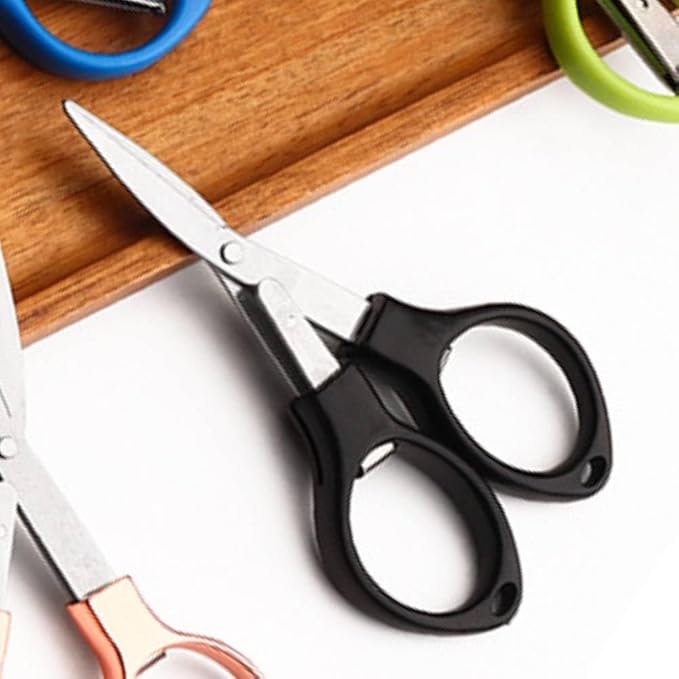 4" Mini Foldable Scissors,Portable Small Scissors, Safety Folding Pocket Scissor, Suitable for Travel, Home, Office, Craft, Sewing, Outdoors Accessories Black
