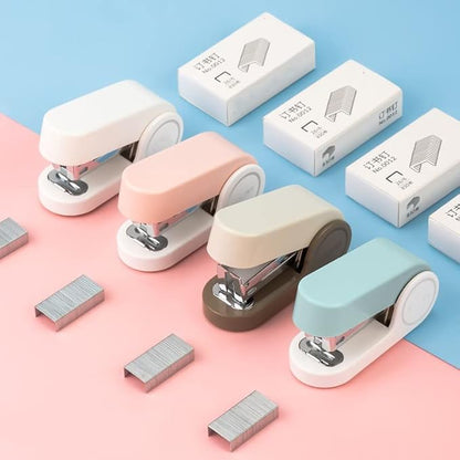 White Mini Stapler with 830 Staples - 20 Sheet Office Desktop Stapler, Compact Travel Size for Students & Office