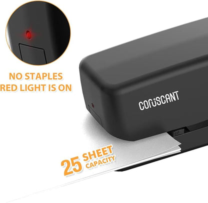Coruscant Electric, Heavy Duty Automatic Stapler, 25 Sheet, Including 2000 Staples 1 Staple Remover, Desktop AC or Battery Powered for Professional Home Office Use, Black