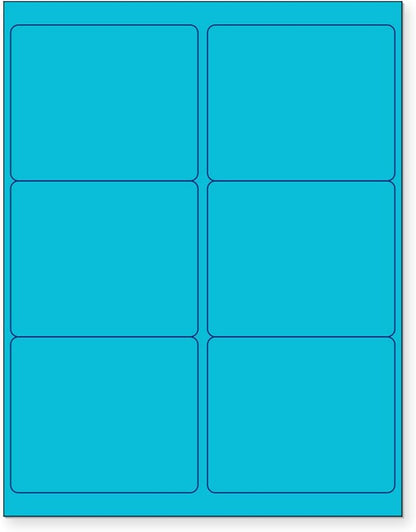 NextDayLabels - 8-1/2 x 11 Neon Color High Light Fluorescent Labels for Laser & Inkjet Printer (Blue Fluorescent, 4" x 3-1/3" - 6 Per Page | 600 Labels)