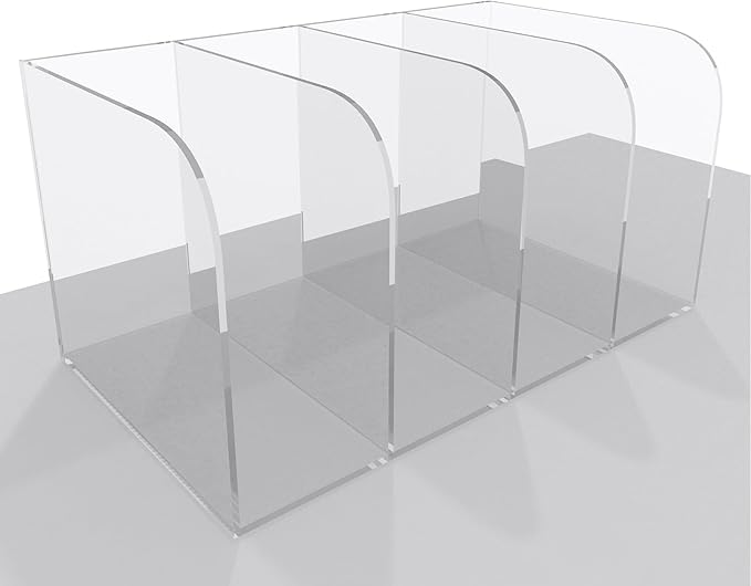 Acrylic File Organizer, Clear Desk Organizer Workspace Sorters, Magazine Binder Holder with 4 Vertical Compartments Bookshelf for Desk Home Office