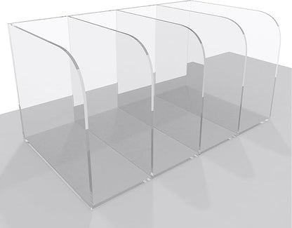 Acrylic File Organizer, Clear Desk Organizer Workspace Sorters, Magazine Binder Holder with 4 Vertical Compartments Bookshelf for Desk Home Office
