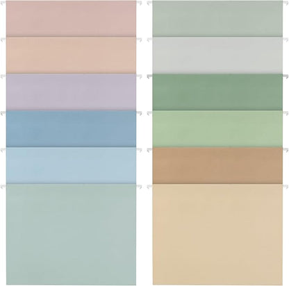 50pcs Decorative Hanging File Folders,Filing Cabinet, Letter Size with 1/5-Cut Adjustable Tab Durable 12 Color Assorted, 50 pcs Per Box,Cute,Color,Pink,Pastel