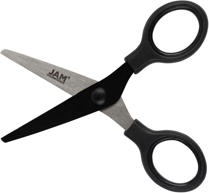 JAM PAPER Multi-Purpose Mini Scissors - 5 Inch - Black - Soft Grip & Stainless Steel Precision Blades - Sold Individually