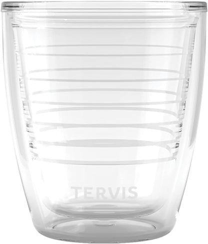 Tervis Clear & Colorful Tabletop 12oz Made in USA Double Walled Insulated Tumbler Travel Cup Keeps Drinks Cold & Hot, 12oz, Clear