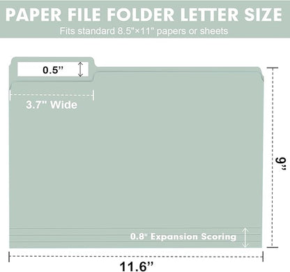 File Folder, RAZCC 100 Pack Colored File Folders, 1/3 Cut Tab File Folder Letter Size, Filing Folders with Tabs for Office School Business Use, Assorted 10 Colors