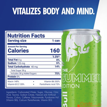 Red Bull Green Edition Curuba Elderflower Energy Drink, 12 Fl Oz, 24 Cans (6 Packs of 4)