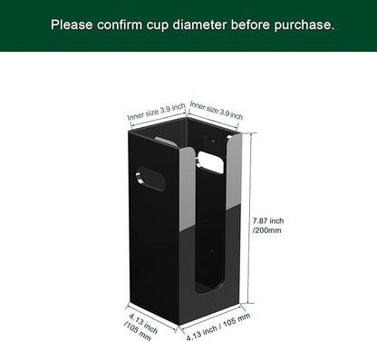 Disposable Coffee Cup Dispenser with Handles, Countertop or Wall Mount Hot/Cold Drink Cup and Lid Holder - Bathroom/Kitchen/Office Acrylic Cup Lid Storage Organizer (1 Compartment, Black)