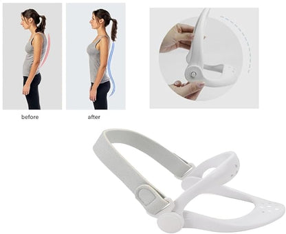 360°Adjustable Neck Brace - Cervical Collar with Neck Stretcher | Neck Orthotics for Forward Head Posture Correction and Cervical Spine Support and Alleviating Pressure (White)