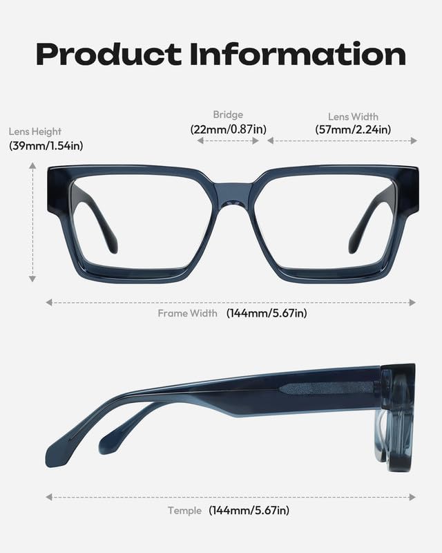 Blue Light Blocking Glasses - Anti Glare & Eyestrain, 99% Filter, Lightweight Acetate Frame for Gaming/Office/Reading